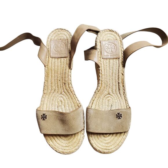 Tory Burch Bima 2 Espardilles Wedge Sandals Tan - Size 8 - Picture 6 of 9